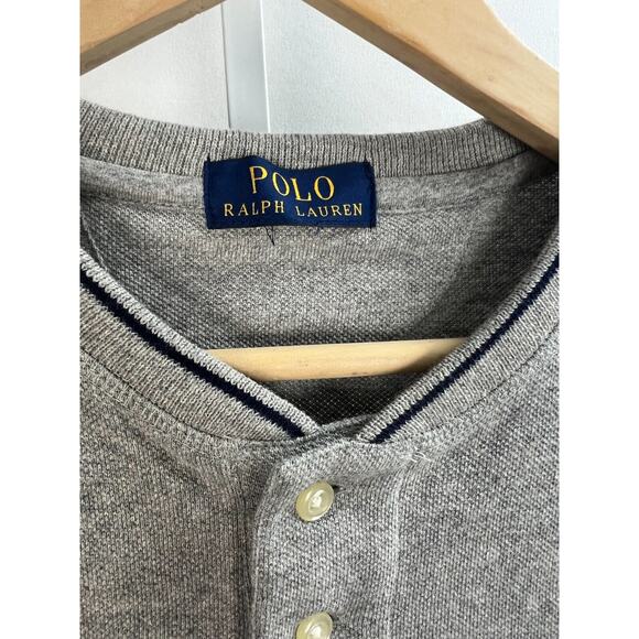 Polo Ralph Lauren Shirt Boys L Gray Blue Red Big Pony 2 Stripes - Picture 2 of 7